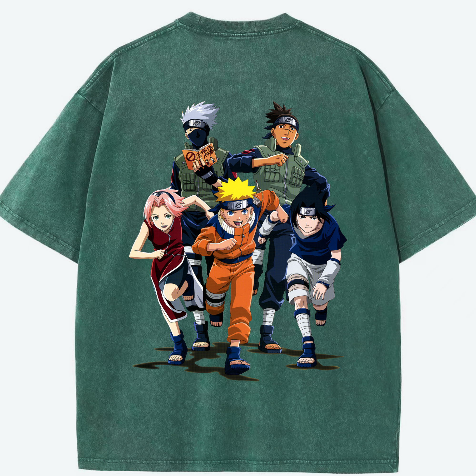 （画像用） NARUTO -ナルト- うずまき ナルト Uzumaki Naruto 綿100% ヴィンテージ風 半袖Tシャツ（背面プリント）